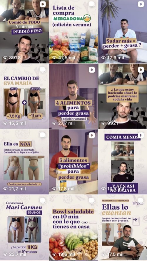 Feed de Instagram de Juanma Quiñones gestionado por Sofía Fornero